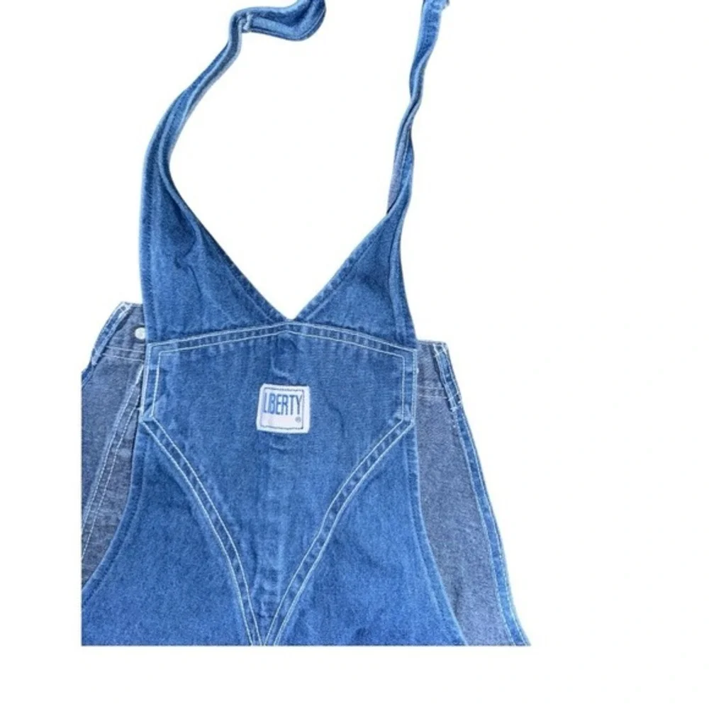 VTG Liberty‎ Distressed medium wash denim bib overalls size 36